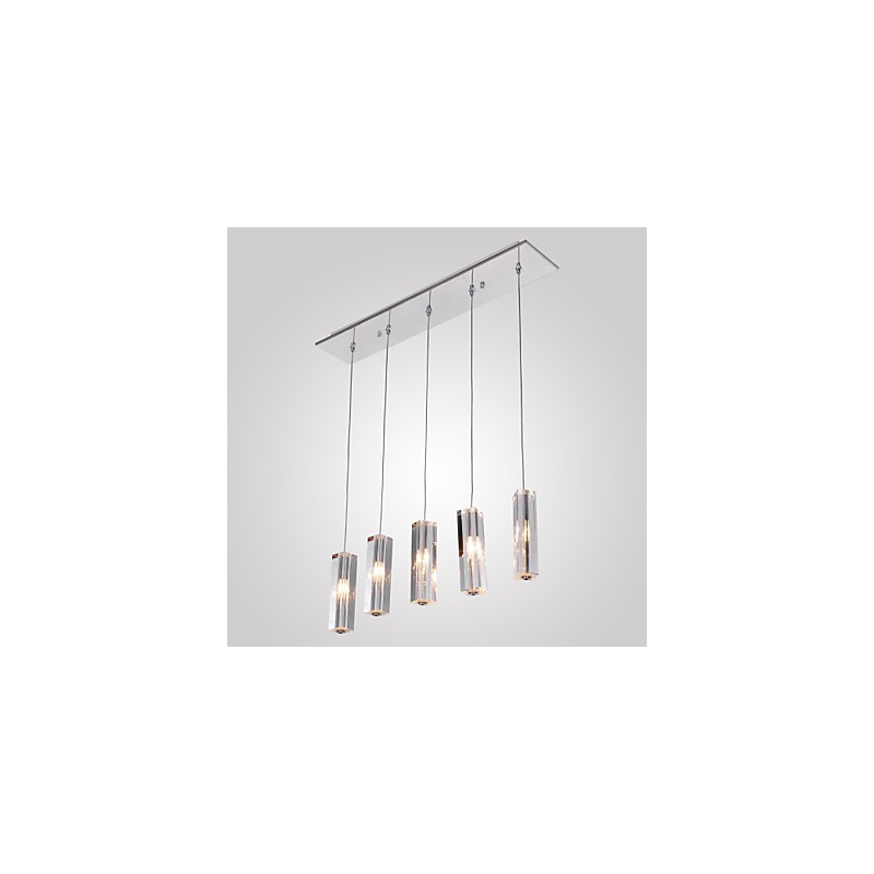Moderne moderne ø krystal krom metal pendellampe