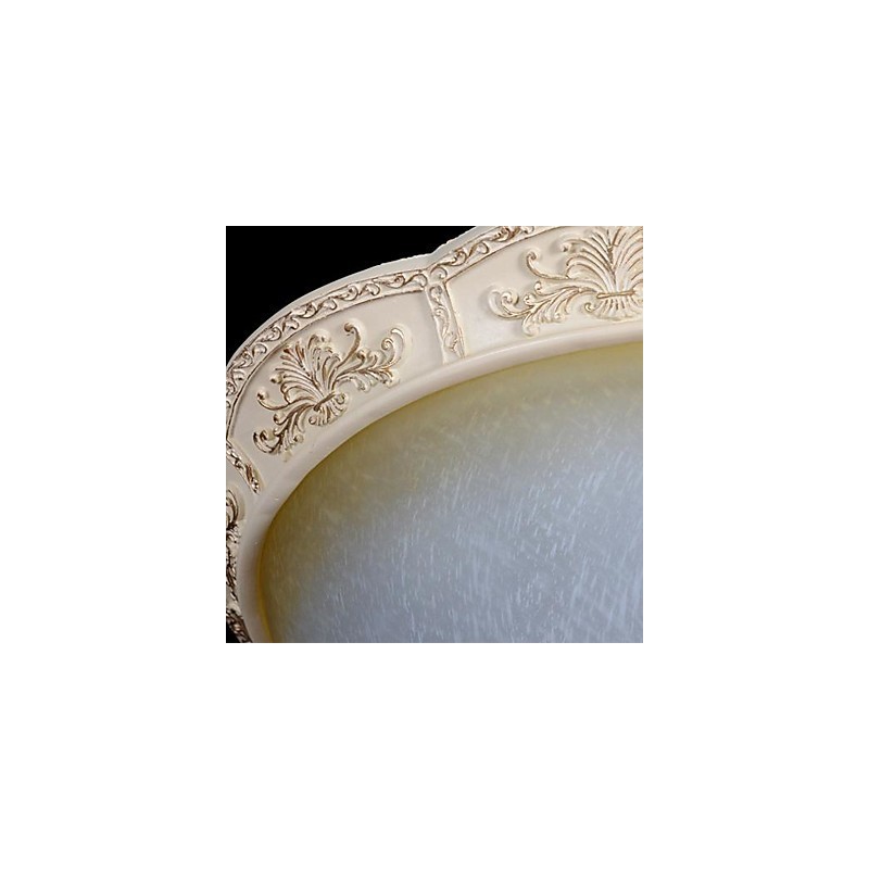 Hvid Flush Mount Lys Gul Hvid Glas Harpiks mønster Carving European Classic