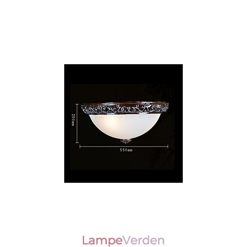 Flush Mount Light Glass Resin Silver Carving European Classic