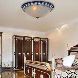Flush Mount Light Pattern Glas Resin Silver Carving European Classic