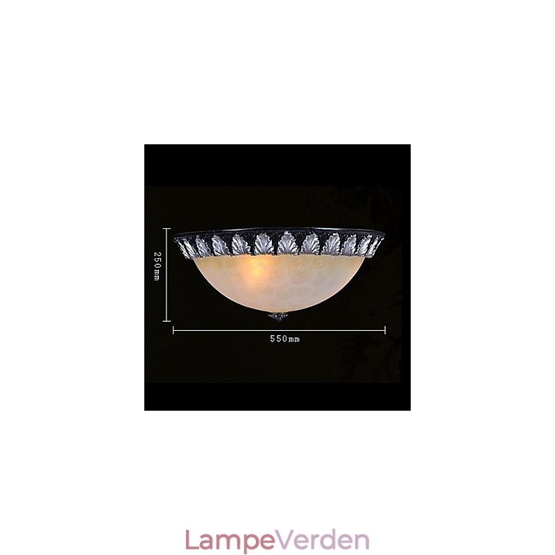 Flush Mount Light Pattern Glas Resin Silver Carving European Classic