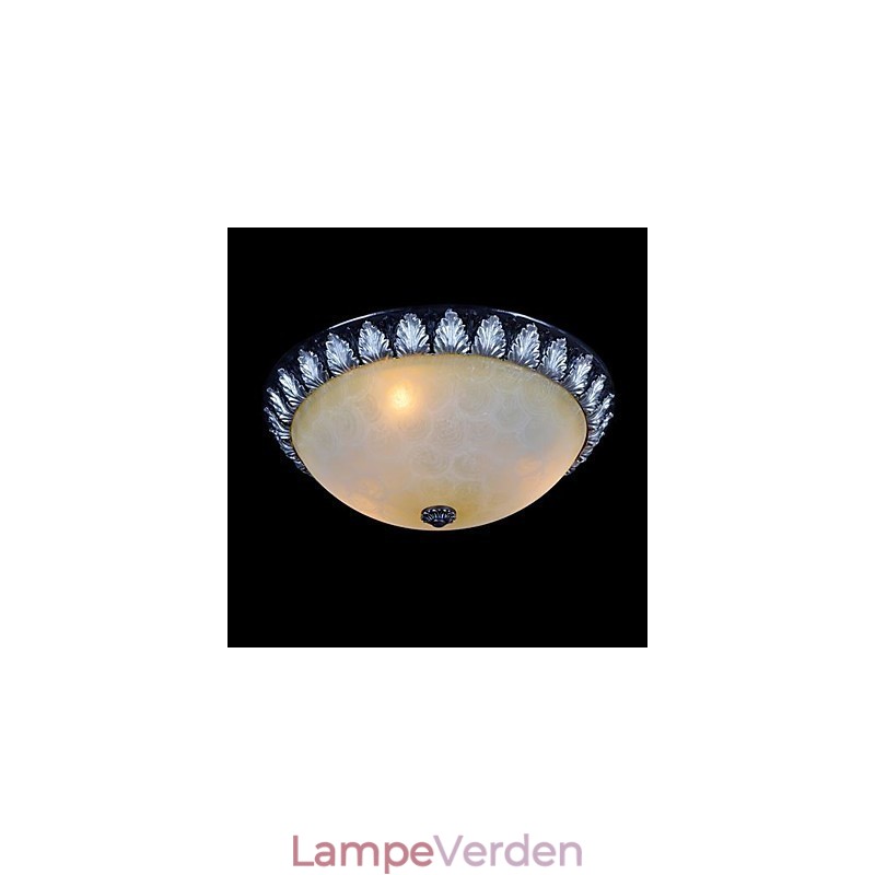 Flush Mount Light Pattern Glas Resin Silver Carving European Classic