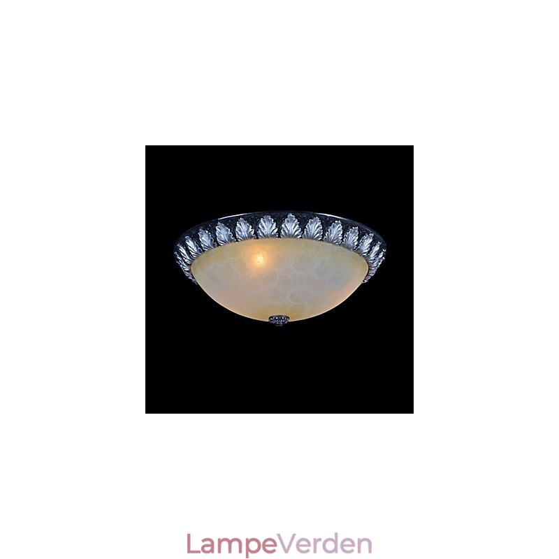Flush Mount Light Pattern Glas Resin Silver Carving European Classic