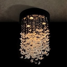 Moderne Semi Flush Mount med 3 lys Butterfly Featured Shade