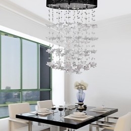 Moderne Semi Flush Mount med 3 lys Butterfly Featured Shade