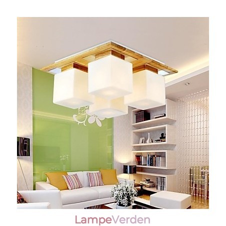 Eg Loftslampe Fire lys Eg og glas 220~240V (HY9024) Eg Loftslampe Fire lys Eg og glas 220~240V (HY9024)