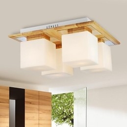Eg Loftslampe Fire lys Eg og glas 220~240V (HY9024)