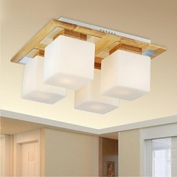 Eg Loftslampe Fire lys Eg og glas 220~240V (HY9024)