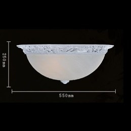 White Flush Mount Light Glass Resin Carving European Classic