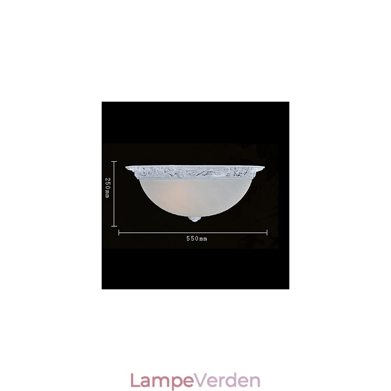 White Flush Mount Light Glass Resin Carving European Classic