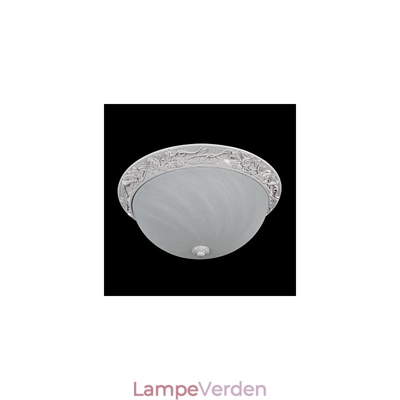 White Flush Mount Light Glass Resin Carving European Classic