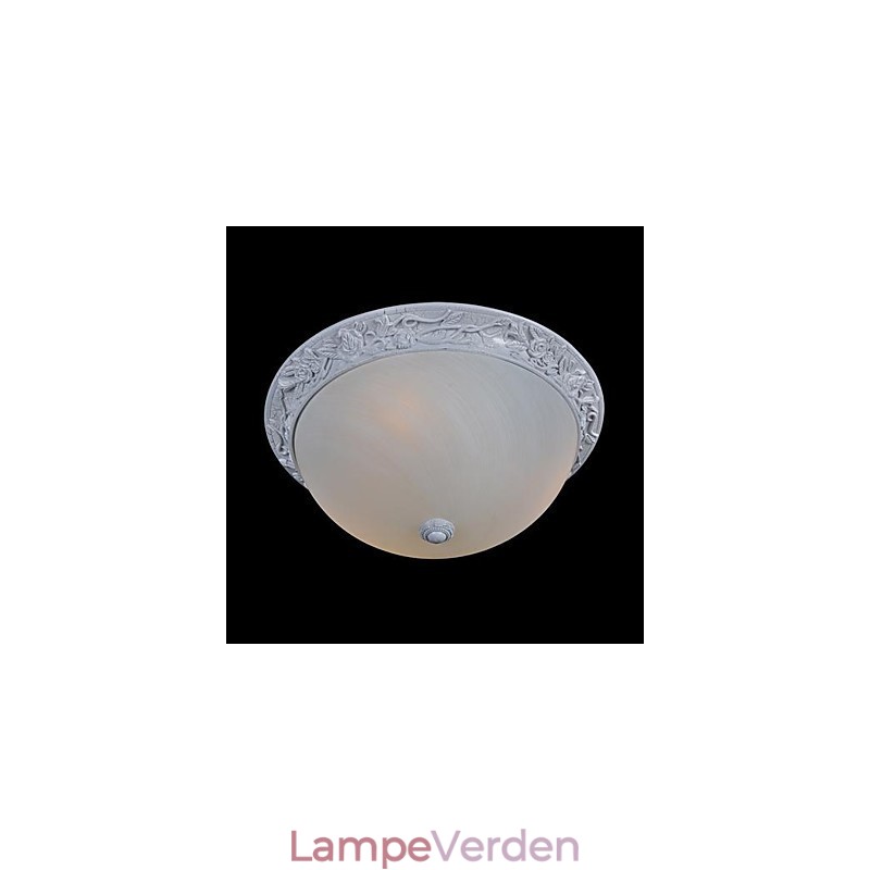 White Flush Mount Light Glass Resin Carving European Classic