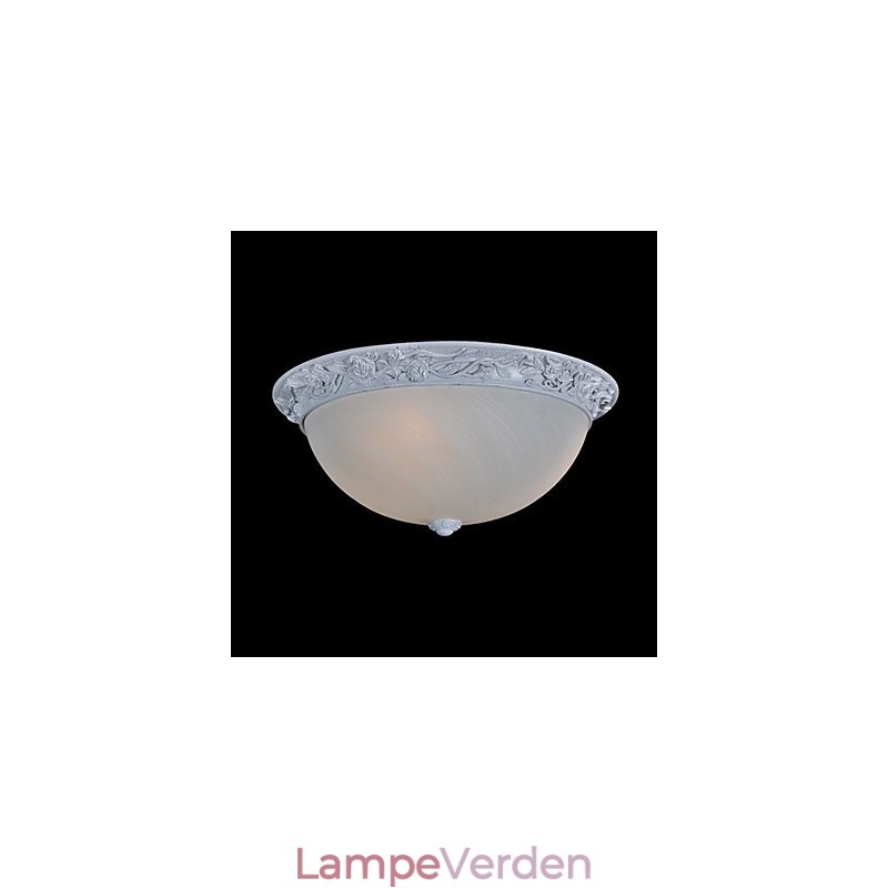 White Flush Mount Light Glass Resin Carving European Classic
