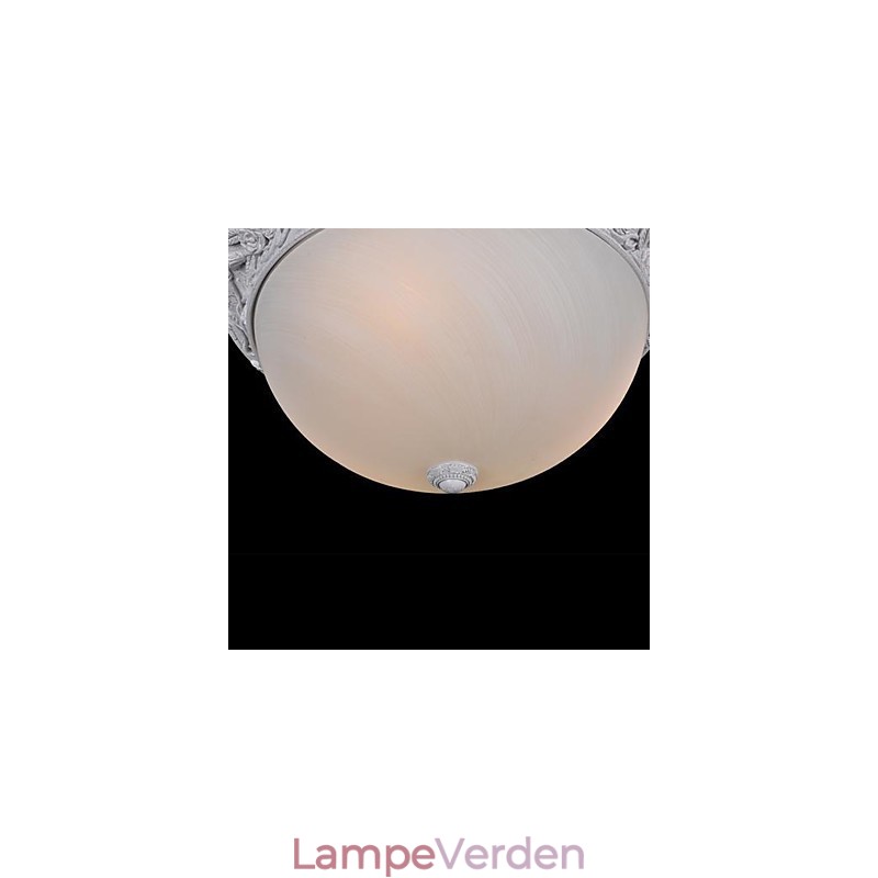White Flush Mount Light Glass Resin Carving European Classic