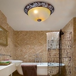 Flush Mount Light White Yellow Glas Resin Silver Carving European Classic