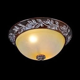 Flush Mount Light White Yellow Glas Resin Silver Carving European Classic