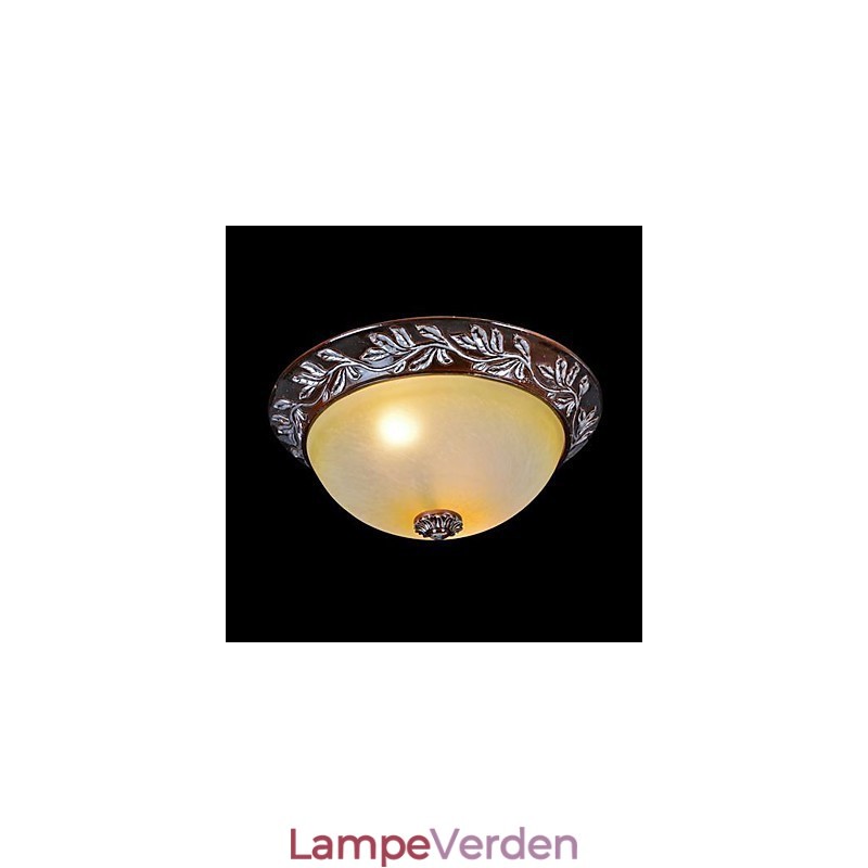 Flush Mount Light White Yellow Glas Resin Silver Carving European Classic