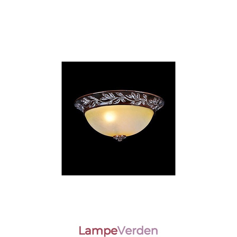 Flush Mount Light White Yellow Glas Resin Silver Carving European Classic