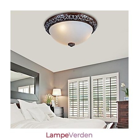 Flush Mount Light Glass Resin Silver Carving European Classic