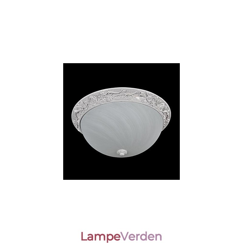 White Flush Mount Light Glass Resin Carving European Classic