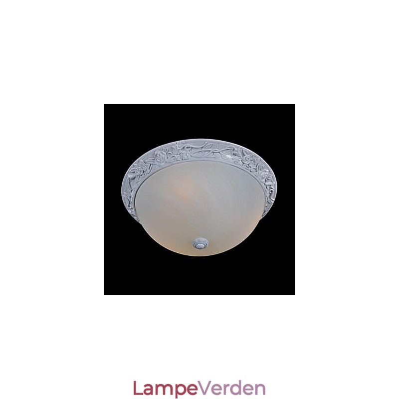 White Flush Mount Light Glass Resin Carving European Classic