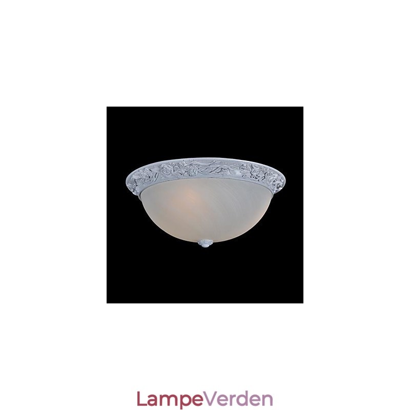 White Flush Mount Light Glass Resin Carving European Classic