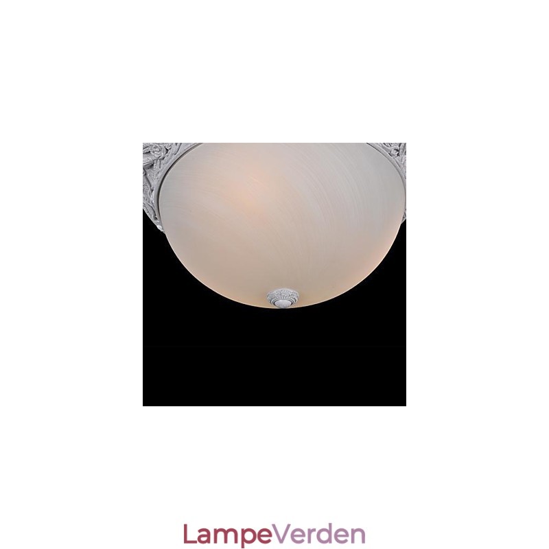 White Flush Mount Light Glass Resin Carving European Classic