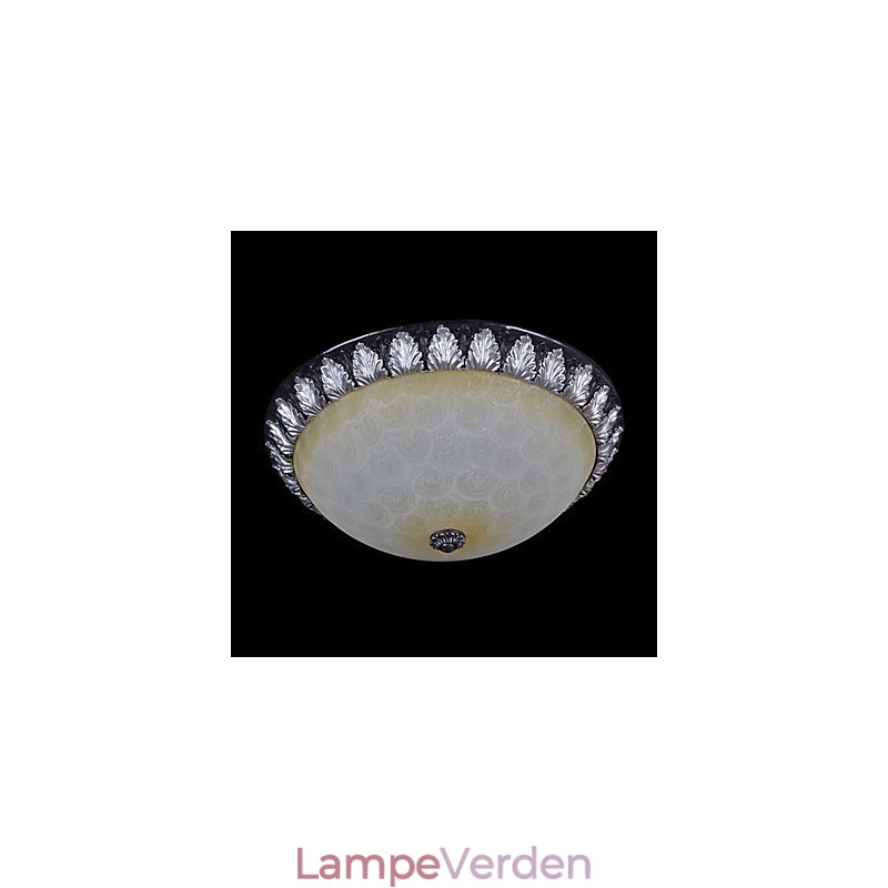 Flush Mount Light Pattern Glas Resin Silver Carving European Classic