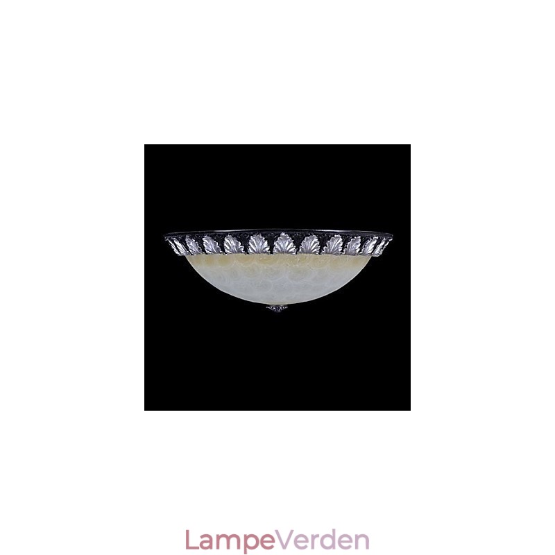 Flush Mount Light Pattern Glas Resin Silver Carving European Classic