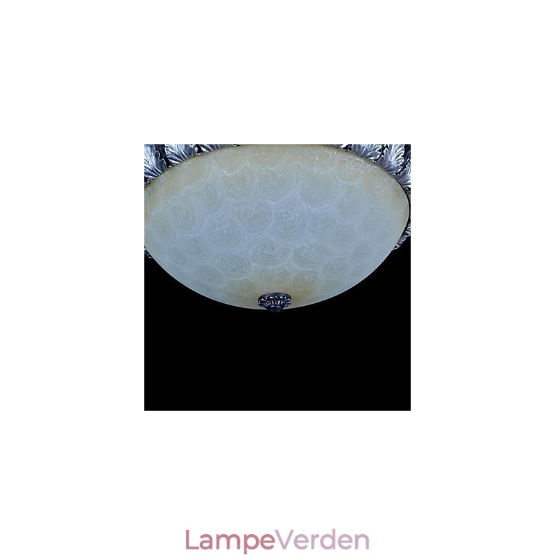 Flush Mount Light Pattern Glas Resin Silver Carving European Classic