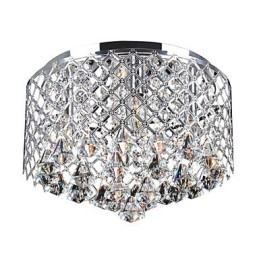 Moderne Crystal Flush Mount med 4 lys og metaltrommeskærm