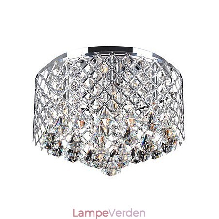 Moderne Crystal Flush Mount med 4 lys og metaltrommeskærm Moderne Crystal Flush Mount med 4 lys og metaltrommeskærm