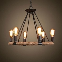 Traditionel klassisk rustik Lodge Retro Country Vintage maleri Metal Pendel Light