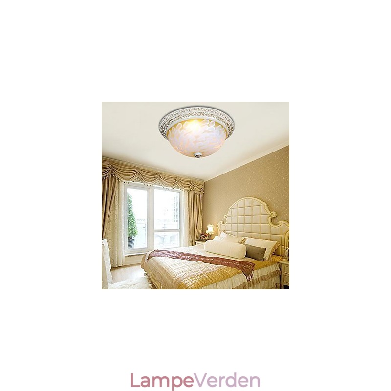 Hvid Flush Mount lysmønster glasharpiks guldudskæring europæisk klassiker