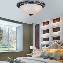 Flush Mount Light Glas Resin Sølv Carving Retro European Classic
