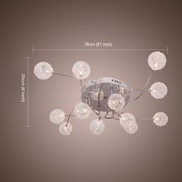 G4 12 lys Iron Flush Mount Light med aluminiumsskærme