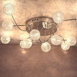 G4 12 lys Iron Flush Mount Light med aluminiumsskærme