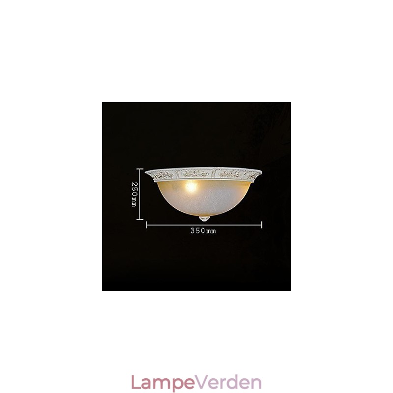 Hvid Flush Mount Lys Gul Hvid Glas Harpiks mønster Carving European Classic