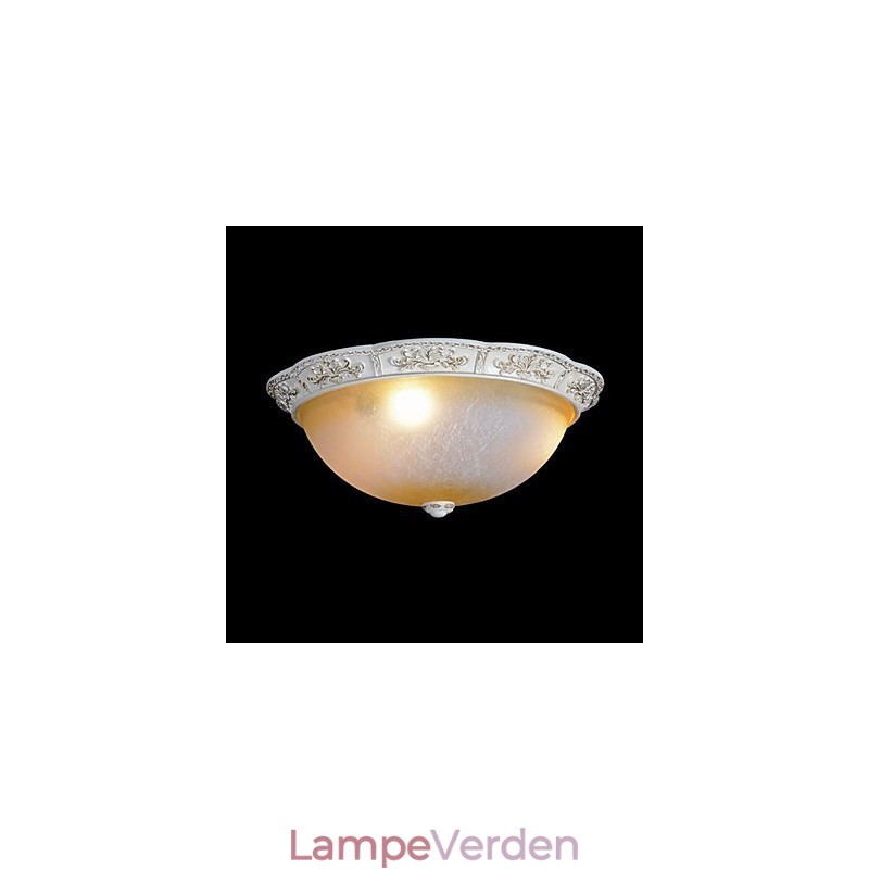 Hvid Flush Mount Lys Gul Hvid Glas Harpiks mønster Carving European Classic