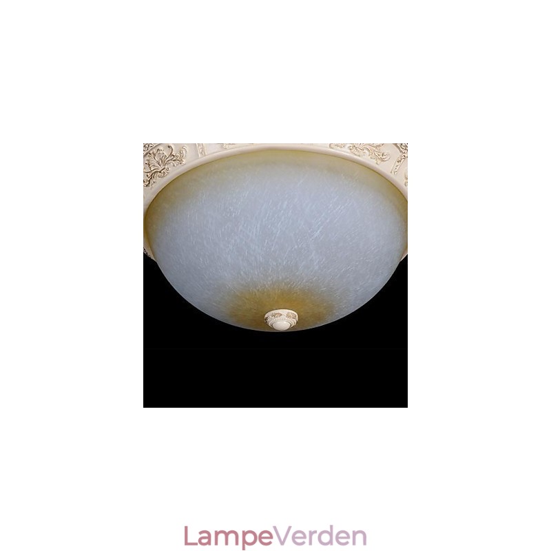 Hvid Flush Mount Lys Gul Hvid Glas Harpiks mønster Carving European Classic