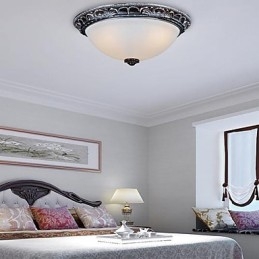 Flush Mount Light Glas Resin Sølv Carving Retro European Classic