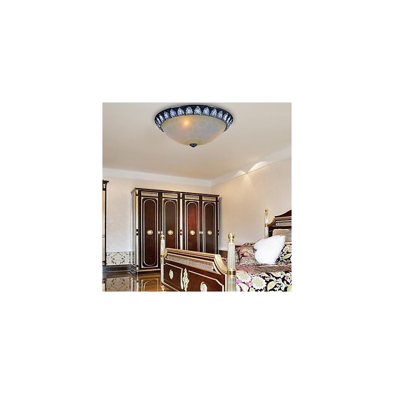 Flush Mount Light Pattern Glas Resin Silver Carving European Classic