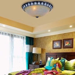 Flush Mount Light Pattern Glas Resin Silver Carving European Classic