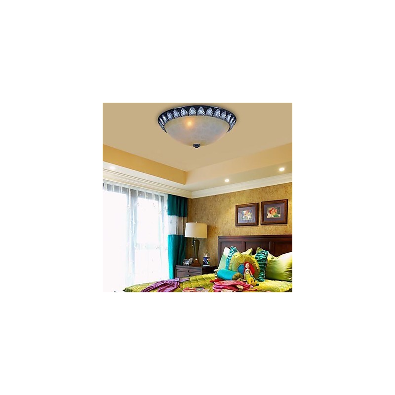 Flush Mount Light Pattern Glas Resin Silver Carving European Classic