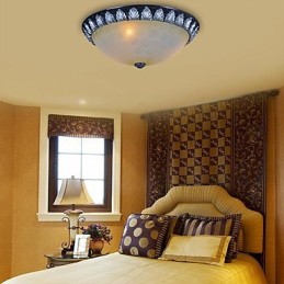 Flush Mount Light Pattern Glas Resin Silver Carving European Classic