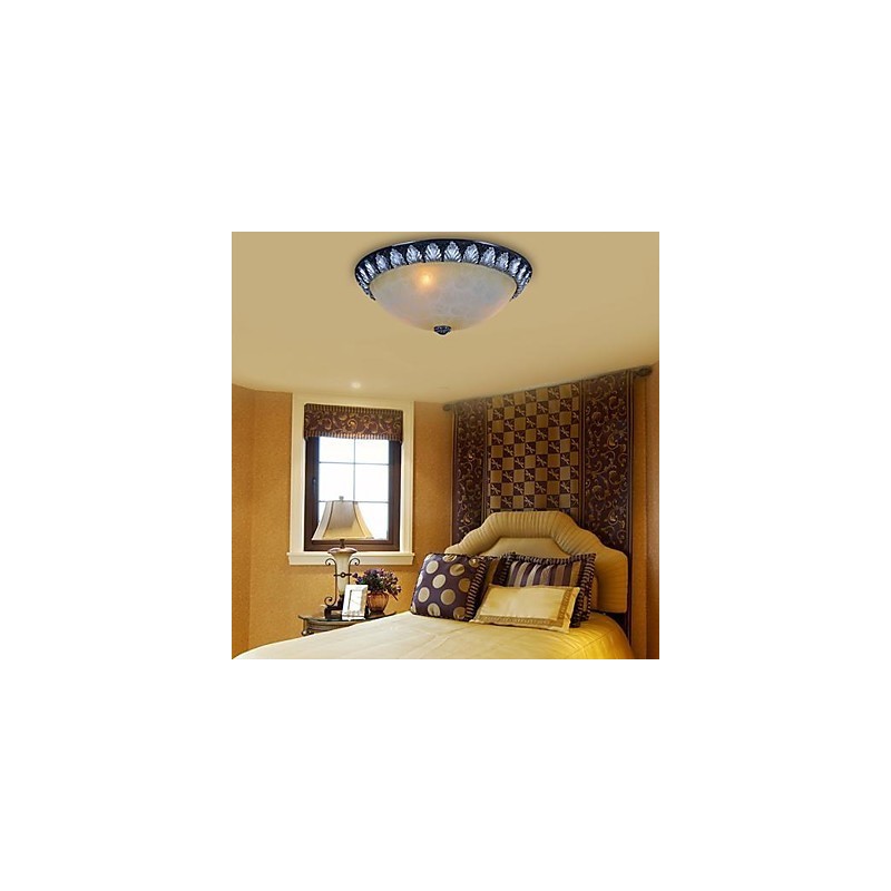 Flush Mount Light Pattern Glas Resin Silver Carving European Classic