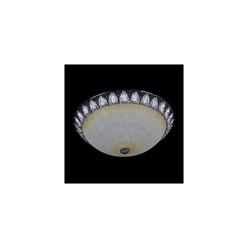 Flush Mount Light Pattern Glas Resin Silver Carving European Classic