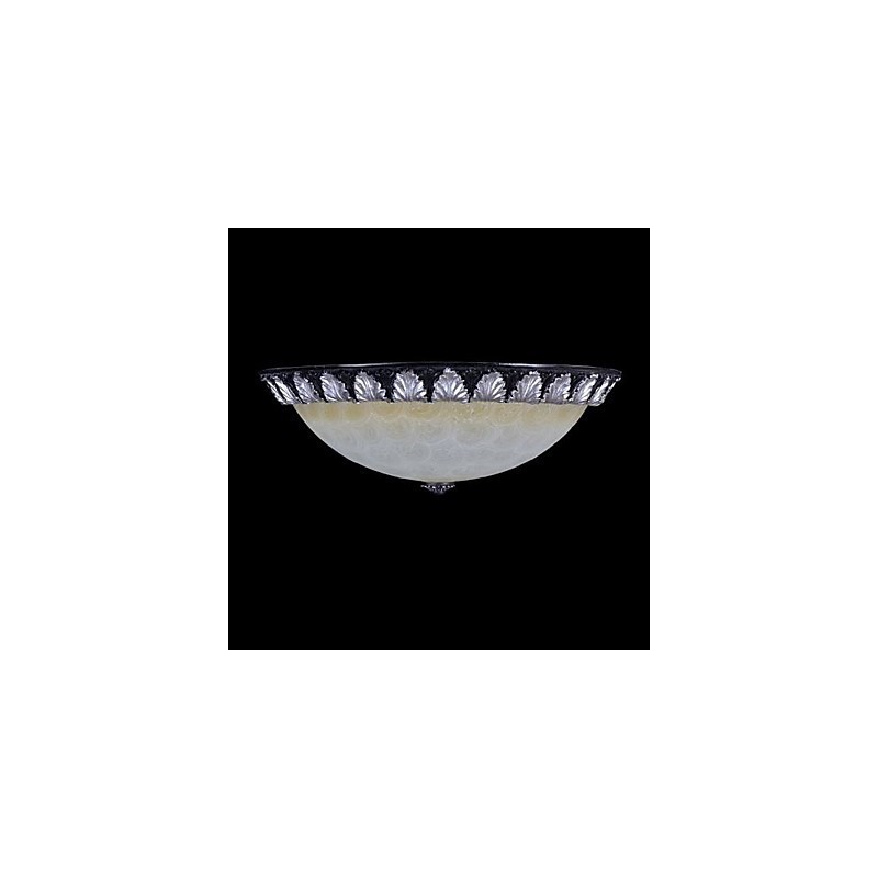 Flush Mount Light Pattern Glas Resin Silver Carving European Classic