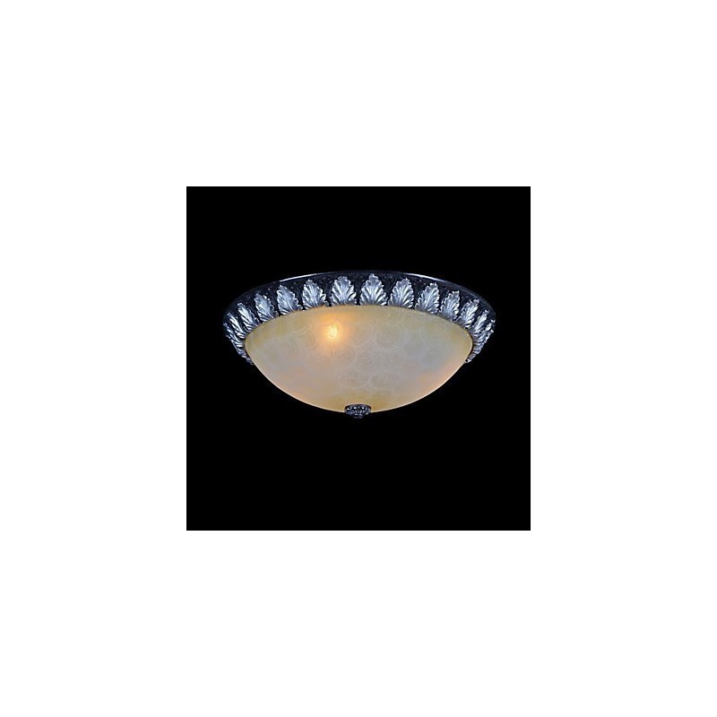 Flush Mount Light Pattern Glas Resin Silver Carving European Classic