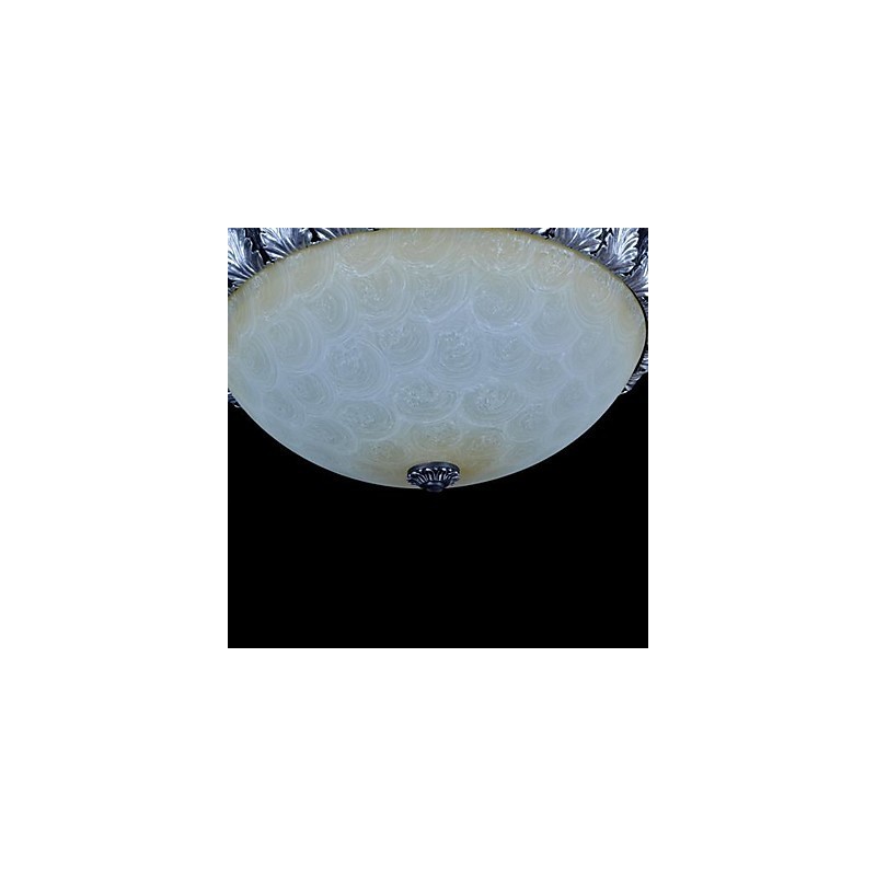 Flush Mount Light Pattern Glas Resin Silver Carving European Classic